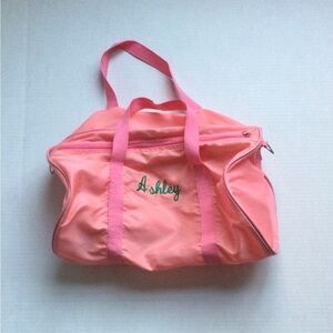Active Sac Pink Duffle Bag Monogrammed with Ashley in Green